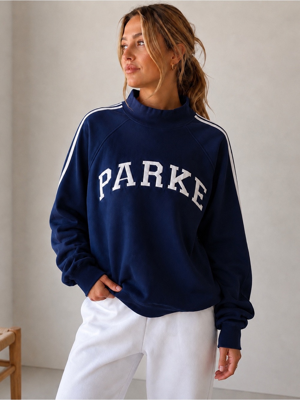 Parke Sport Stripe Mockneck Sweatshirt Shadow L/XL NWT